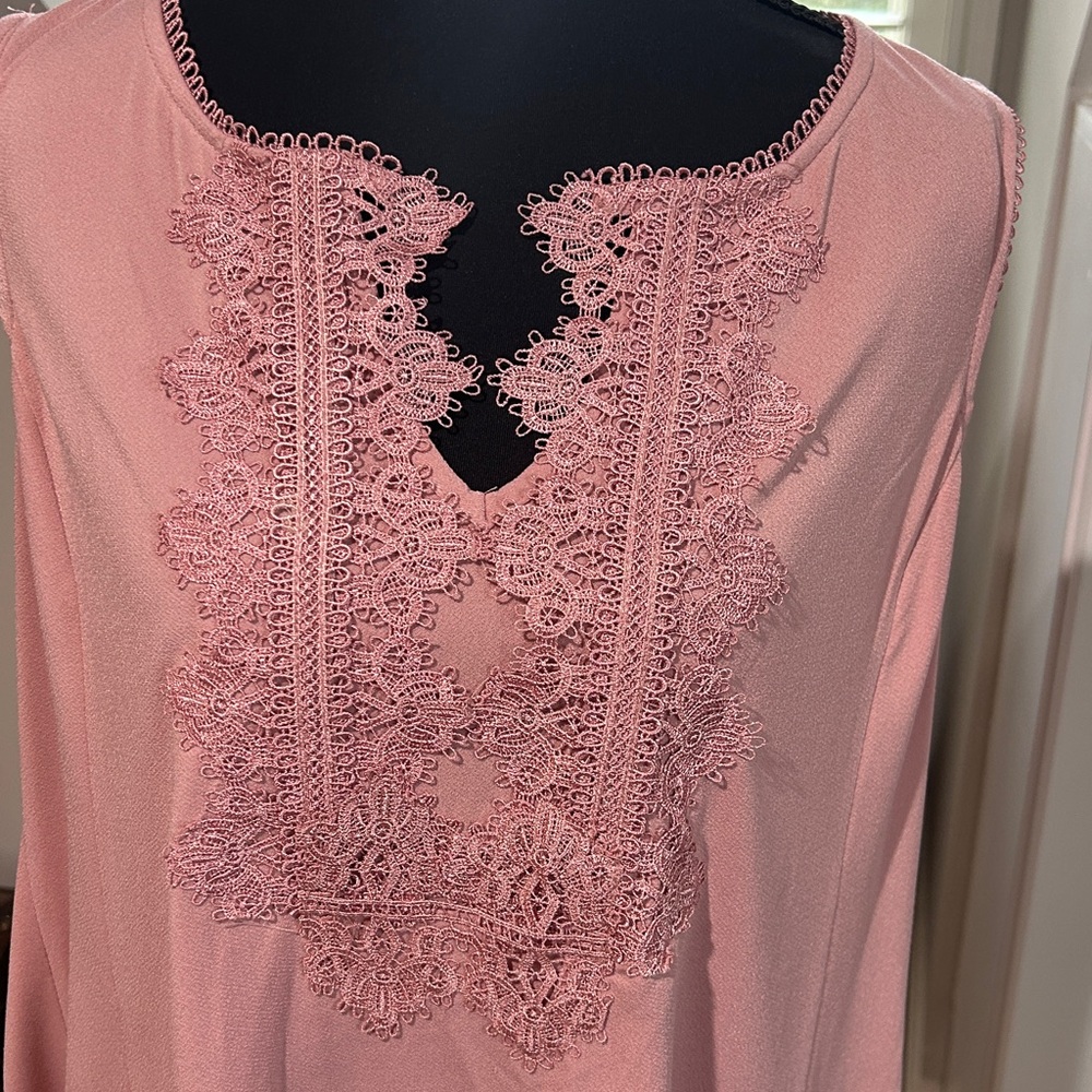 Westport Pink Lace Detail Women's Blouse - Picture 2 of 4